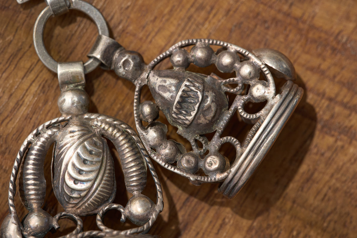Dutch .833 Silver Maritime Chatelaine, Ship Plaque and Fob Seals