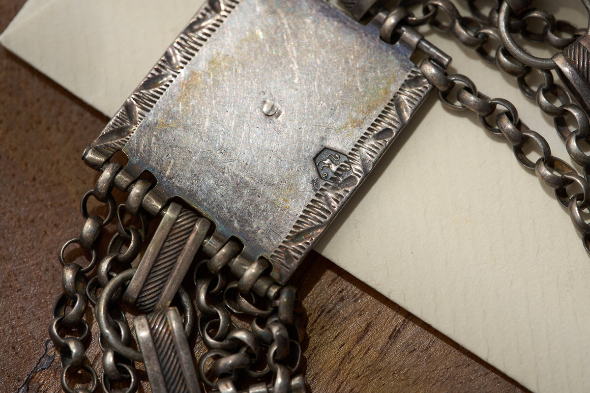 Dutch .833 Silver Maritime Chatelaine, Ship Plaque and Fob Seals
