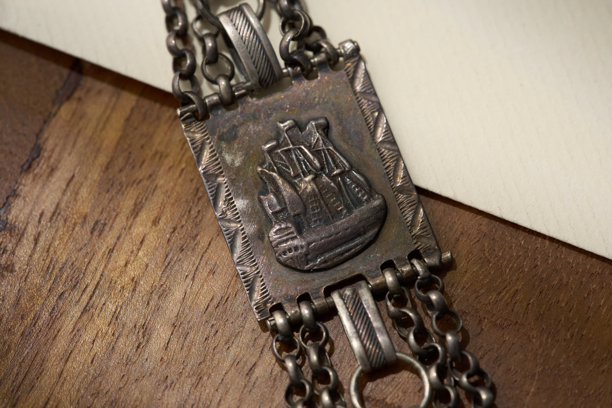 Dutch .833 Silver Maritime Chatelaine, Ship Plaque and Fob Seals