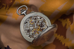 Ulysse Nardin Silver Split-Seconds Chronograph Pocket Chronometer: 1937 Neuchatel Observatory, detail view 2