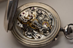 Ulysse Nardin Silver Split-Seconds Chronograph Pocket Chronometer: 1937 Neuchatel Observatory, detail view 19
