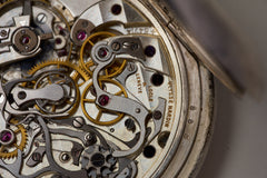 Ulysse Nardin Silver Split-Seconds Chronograph Pocket Chronometer: 1937 Neuchatel Observatory, detail view 14