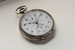 Ulysse Nardin Silver Split-Seconds Chronograph Pocket Chronometer: 1937 Neuchatel Observatory, detail view 6