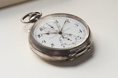 Ulysse Nardin Silver Split-Seconds Chronograph Pocket Chronometer: 1937 Neuchatel Observatory, detail view 5