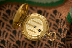 Geneva 18ct Gold Enamel Fob Watch, Flower Spray, c.1840, detail view 7