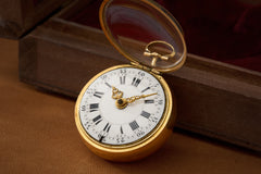Baccuet Geneva Gold Repoussé Pocket Watch, Signed London, c.1750, detail view 21
