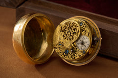 Baccuet Geneva Gold Repoussé Pocket Watch, Signed London, c.1750, detail view 22