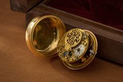 Baccuet Geneva Gold Repoussé Pocket Watch, Signed London, c.1750, detail view 23