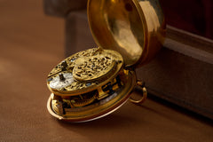 Baccuet Geneva Gold Repoussé Pocket Watch, Signed London, c.1750, detail view 2