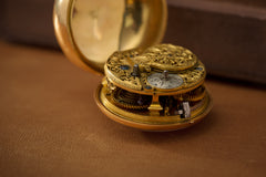Baccuet Geneva Gold Repoussé Pocket Watch, Signed London, c.1750, detail view 30