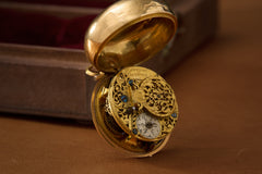 Baccuet Geneva Gold Repoussé Pocket Watch, Signed London, c.1750, detail view 31