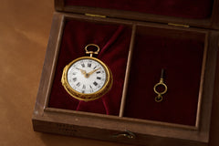Baccuet Geneva Gold Repoussé Pocket Watch, Signed London, c.1750, detail view 5