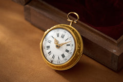 Baccuet Geneva Gold Repoussé Pocket Watch, Signed London, c.1750, detail view 7