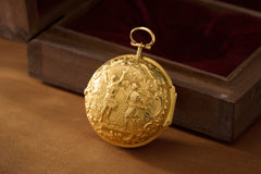 Baccuet Geneva Gold Repoussé Pocket Watch, Signed London, c.1750, detail view 9