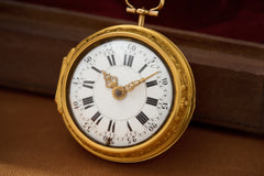 Baccuet Geneva Gold Repoussé Pocket Watch, Signed London, c.1750, detail view 13