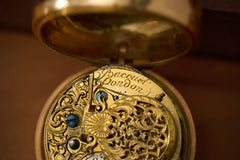 Baccuet Geneva Gold Repoussé Pocket Watch, Signed London, c.1750, detail view 27