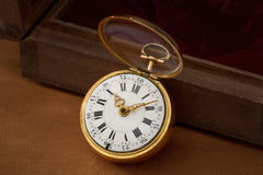 Baccuet Geneva Gold Repoussé Pocket Watch, Signed London, c.1750, detail view 17