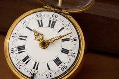 Baccuet Geneva Gold Repoussé Pocket Watch, Signed London, c.1750, detail view 18