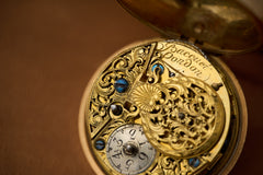 Baccuet Geneva Gold Repoussé Pocket Watch, Signed London, c.1750, detail view 28