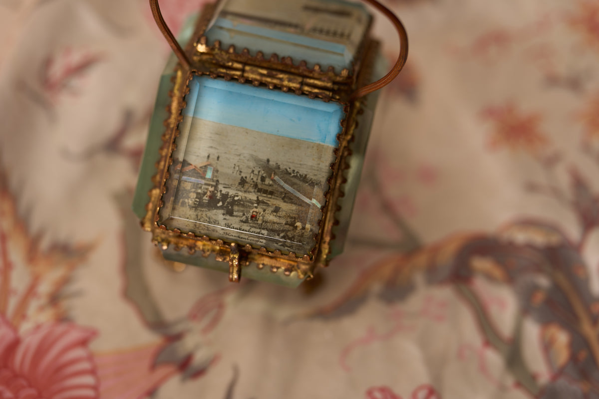 Beveled Glass Souvenir Casket, Two Views of Blankenberghe, c.1905