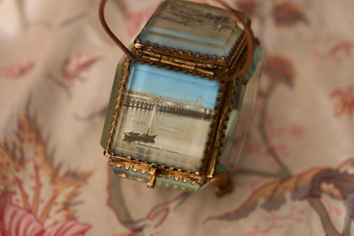 Beveled Glass Souvenir Casket, Two Views of Blankenberghe, c.1905