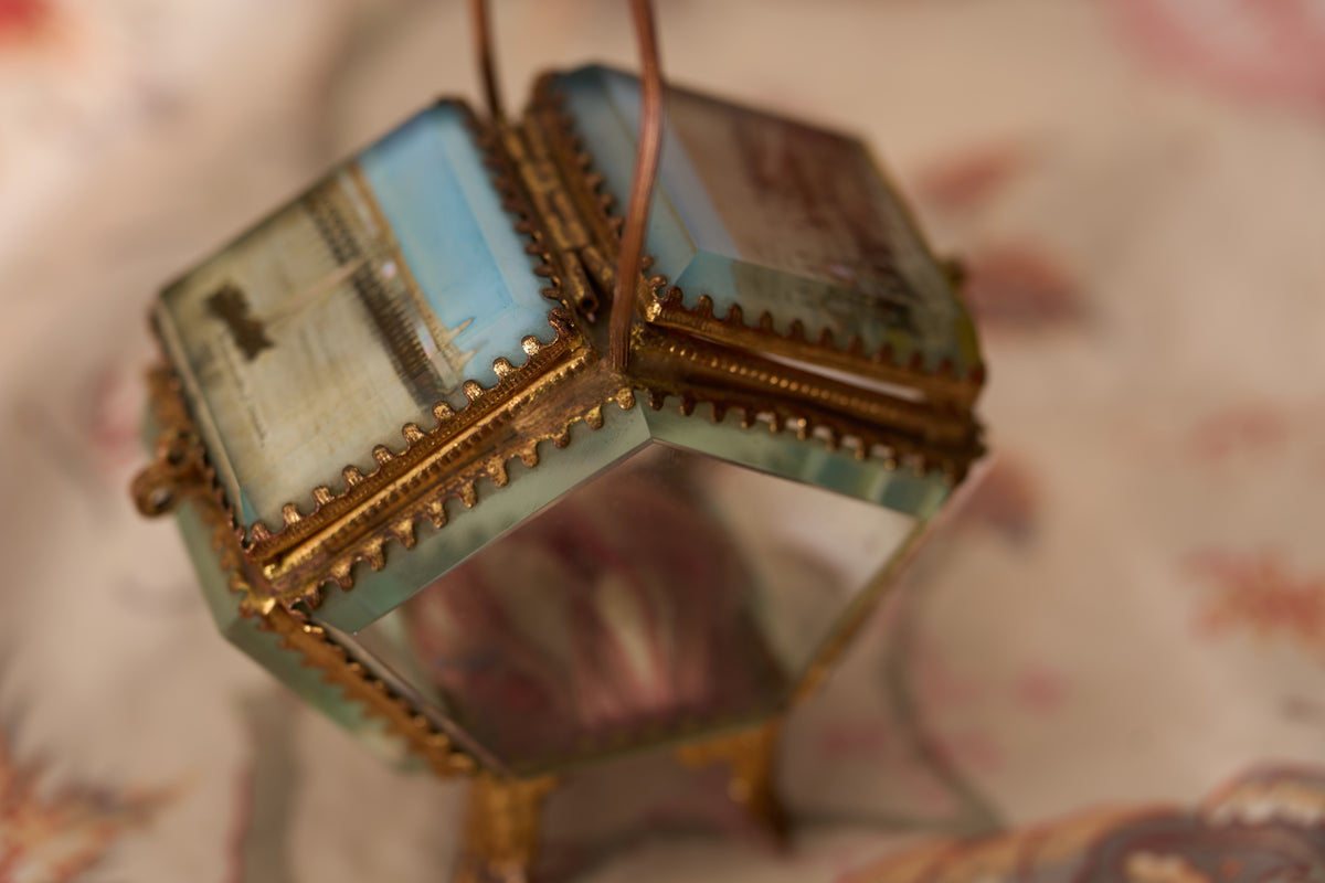 Beveled Glass Souvenir Casket, Two Views of Blankenberghe, c.1905