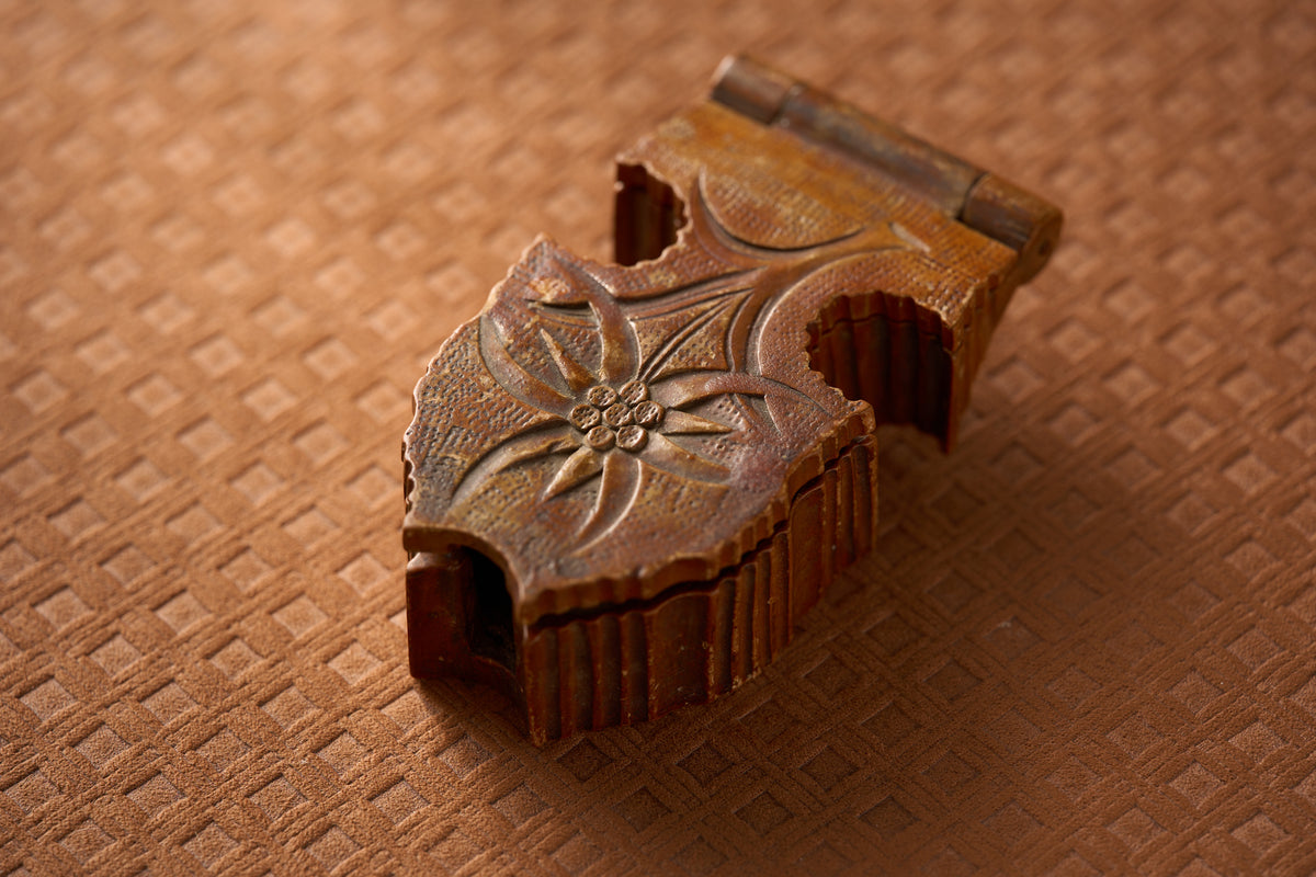 Black Forest Carved Watch Box, Edelweiss on Both Faces, c.1900