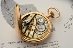 C.A. Gondy 18ct Gold Pocket Watch, Triple Calendar Moonphase, c.1890, detail view 14