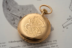C.A. Gondy 18ct Gold Pocket Watch, Triple Calendar Moonphase, c.1890, detail view 15