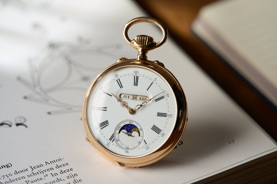 Triple Quantième and Moonphase in 18ct Gold, Spanish Discs, c.1890