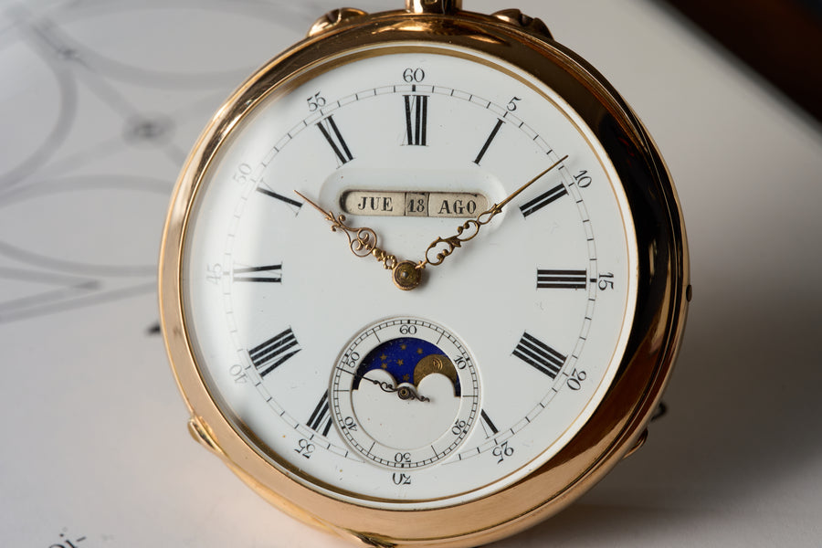 Triple Quantième and Moonphase in 18ct Gold, Spanish Discs, c.1890