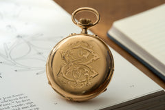 C.A. Gondy 18ct Gold Pocket Watch, Triple Calendar Moonphase, c.1890, detail view 3