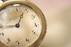 Cartier 18k Gold Pocket Watch, Baguette Ruby Border, c.1925, detail view 10