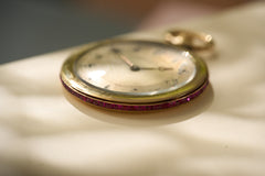 Cartier 18k Gold Pocket Watch, Baguette Ruby Border, c.1925, detail view 13