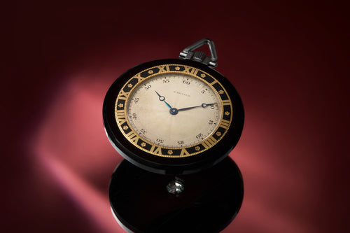 Solid Onyx Dress Watch, Diamond-Set Caseback, c.1925