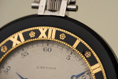 Cartier Solid Onyx Pocket Watch, Diamond Caseback, c.1925, detail view 13