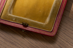 Cartier yellow guilloché enamel étui c.1920, velvet recess of the Cartier box