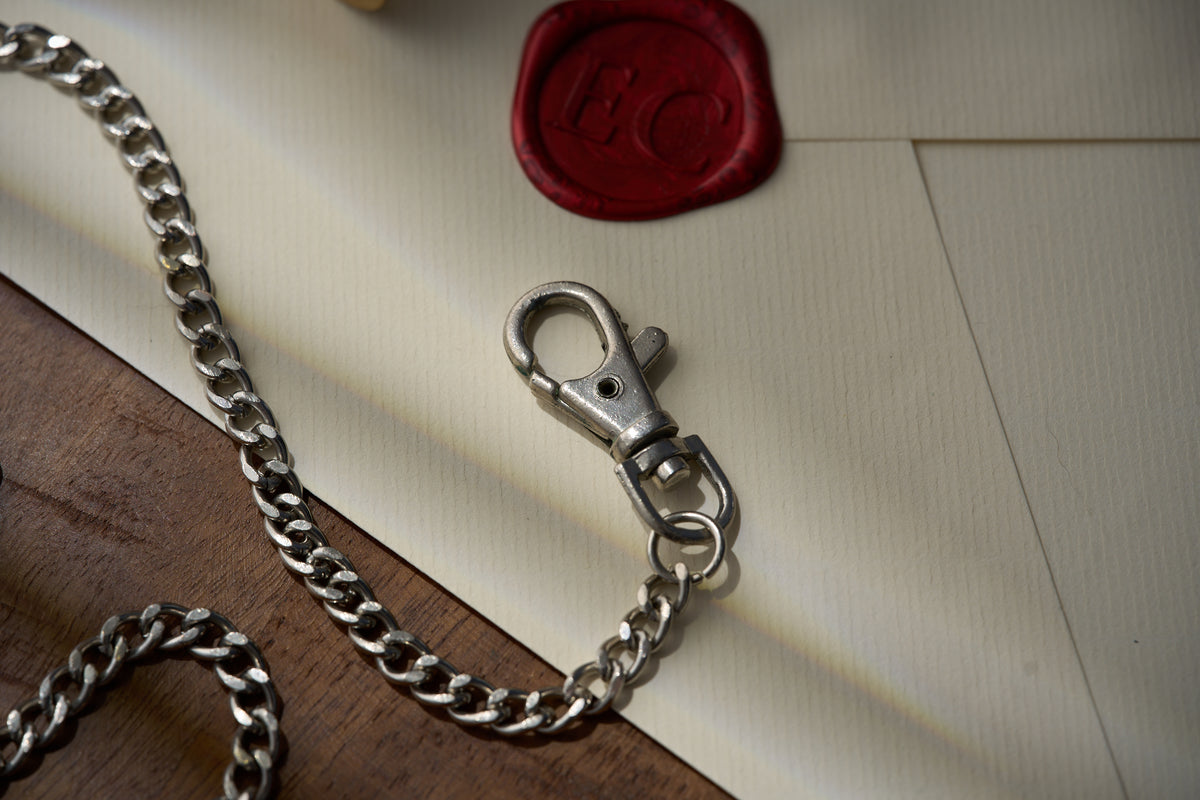Single Albert Curb Link Chain, Dog Clip and Split Ring, c.1920