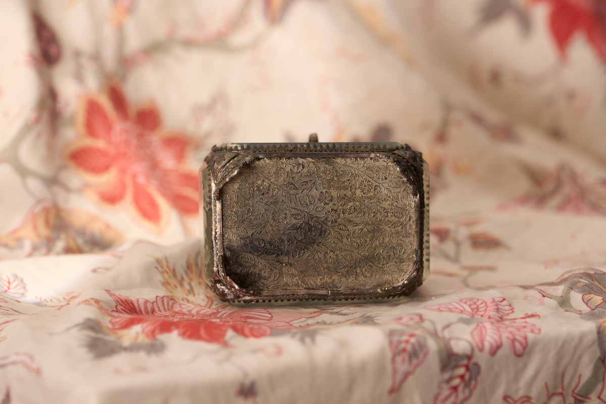 French Bevelled-Glass Jewel Casket, Etched Grapevine, c.1890