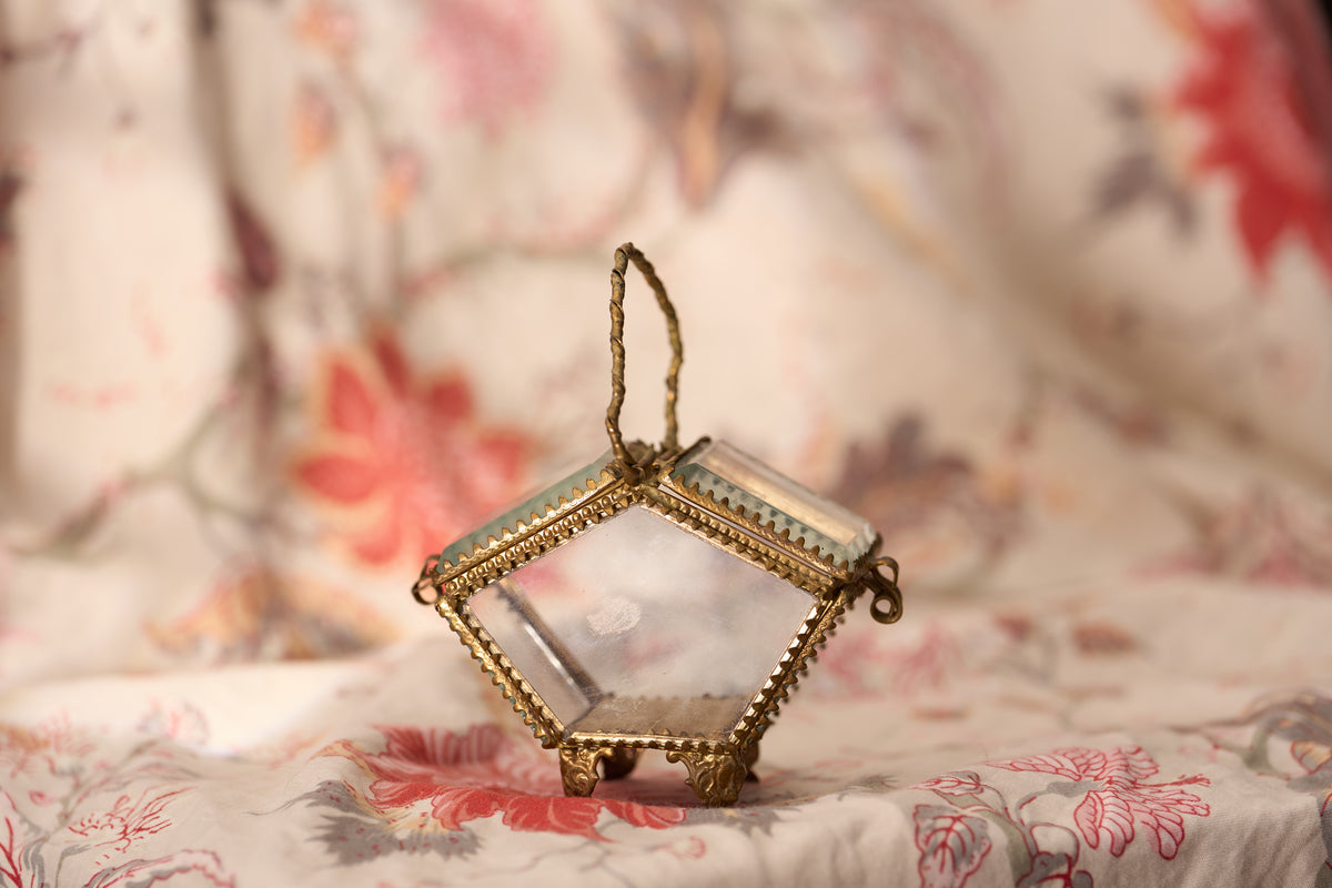 French Bevelled-Glass Jewel Casket, Swing Handle, c.1890