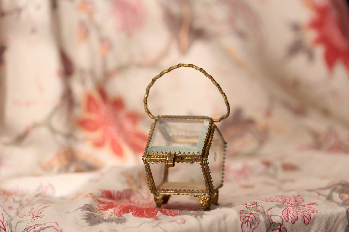 French Bevelled-Glass Jewel Casket, Swing Handle, c.1890