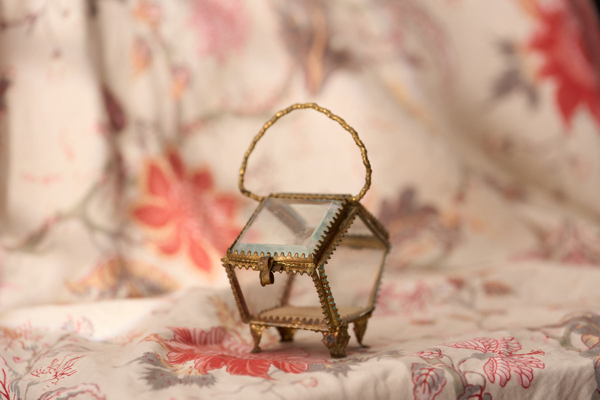 French Bevelled-Glass Jewel Casket, Swing Handle, c.1890