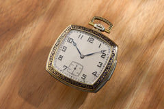 O. Frésard Gold Minute Repeater Pocket Watch, Blue Enamel, c.1925, front view