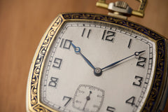 O. Frésard Gold Minute Repeater Pocket Watch, Blue Enamel, c.1925, detail view 14