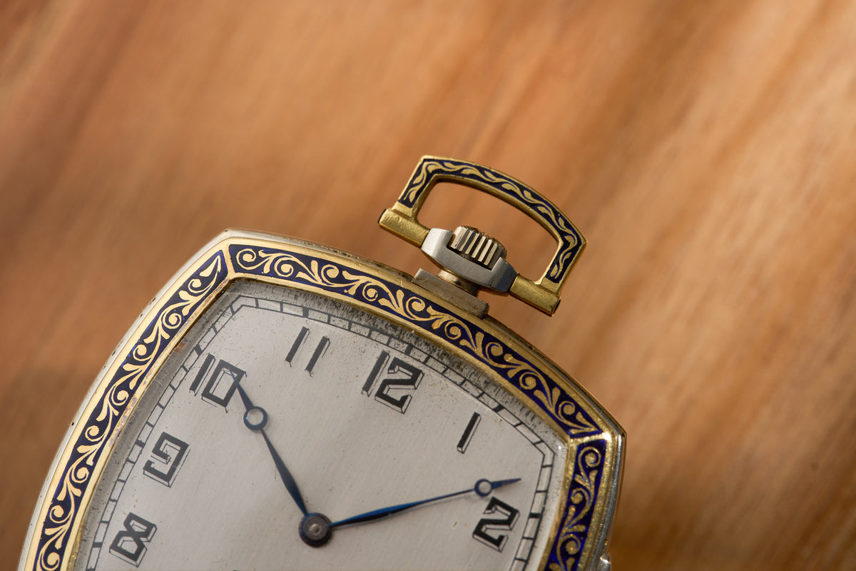 O. Frésard Gold Minute Repeater Pocket Watch, Blue Enamel, c.1925, detail view 9