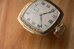 O. Frésard Gold Minute Repeater Pocket Watch, Blue Enamel, c.1925, detail view 5