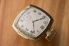 O. Frésard Gold Minute Repeater Pocket Watch, Blue Enamel, c.1925, detail view 6