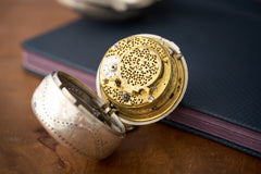 Fromanteel & Clarke Silver Quarter Repeater Pocket Watch, c.1710, detail view 16