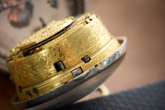 Fromanteel & Clarke Silver Quarter Repeater Pocket Watch, c.1710, detail view 20