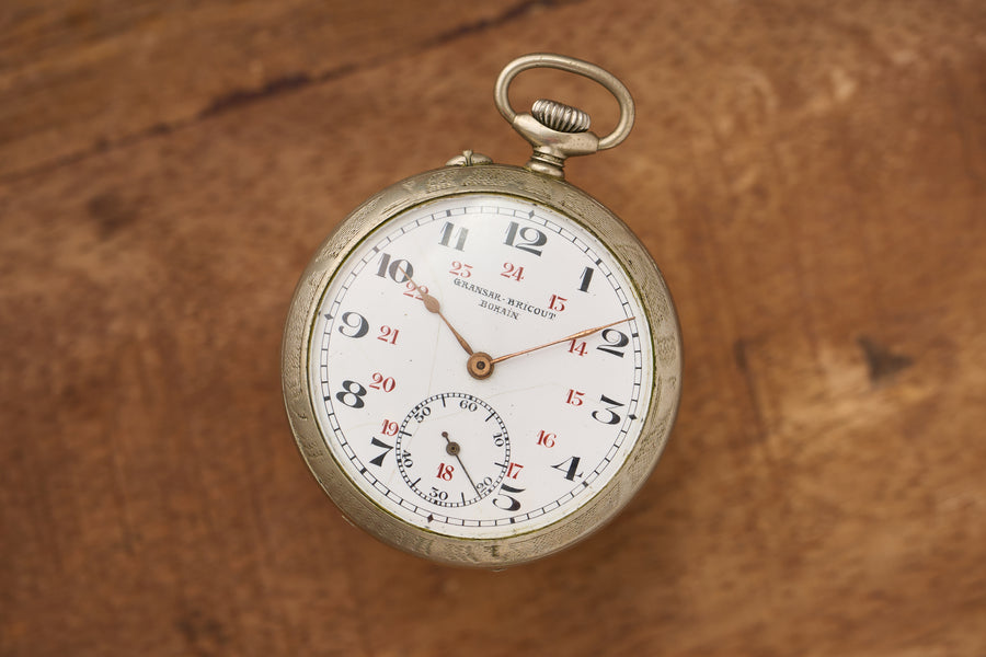 Bohain Silver Watch with a Full 24-Hour Inner Track, c.1900